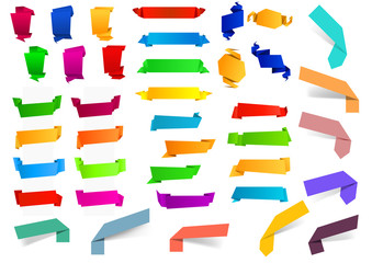 Poster - Colorful blank origami ribbons and banners