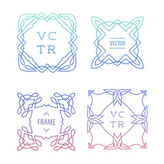 Wall Mural - trendy retro vintage insignias bundle.
