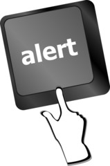 Poster - Computer keyboard with attention key alert - business background