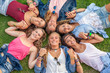 Leinwandbild Motiv happy smiling group of diverse girls
