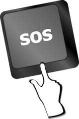 Poster - computer button with sign sos key