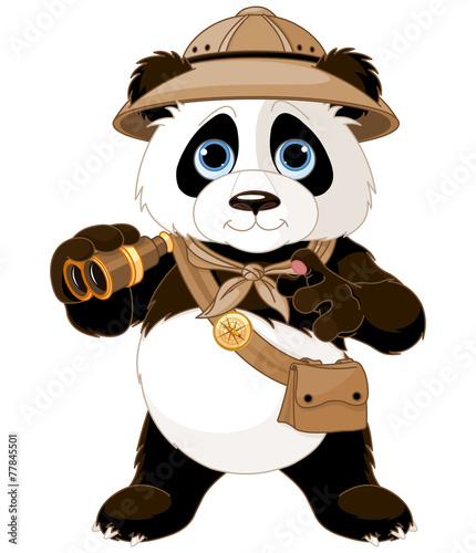 Naklejka - mata magnetyczna na lodówkę Panda Safari Explorer