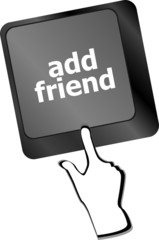 Poster - Keyboard with add friend button, social network concept