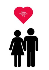 Sticker - Joyeuse Saint Valentin dans un cœur au dessus d'un couple amoureux