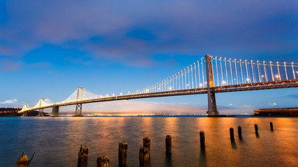 Fototapete - San Francisco-Oakland Bay Bridge at sunset