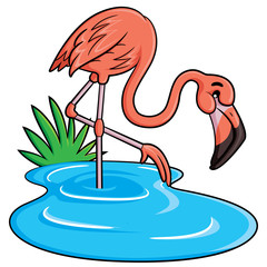 Wall Mural - Flamingo Cartoon