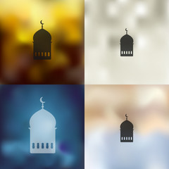 Poster - mosque icon on blurred background