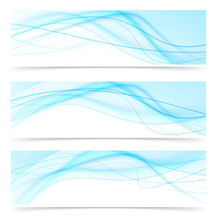 Canvas Print - Modern blue wave speed line banners set
