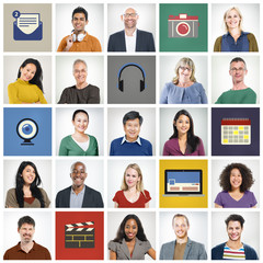 Sticker - Faces Technology People Diversity Multiethnic Group Concept