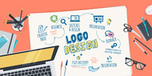 Flat Design Illustration Concept For Logo Design Process