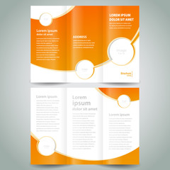 Wall Mural - brochure design template orange white curves color