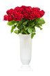 Bouquet from red roses in vase isolated on white background.