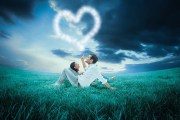 Poster - Composite image of attractive young couple lying down