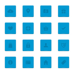 Wall Mural - a set of 16 blue web icons