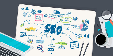 Flat design illustration concept for SEO