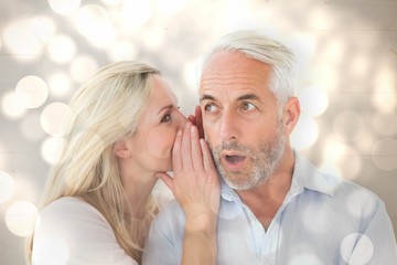 Aufkleber - Composite image of woman whispering a secret to husband