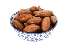 Pecan Nuts In A Blue And White China Bowl