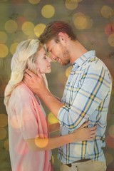 Poster - Attractive couple smiling at each other and hugging