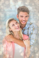 Aufkleber - Composite image of attractive young couple smiling together