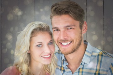 Aufkleber - Composite image of attractive young couple smiling at camera