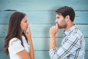 Poster - Composite image of upset young couple not talking