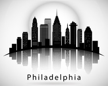 Philadelphia Silhouette, Pennsylvania. City Skyline