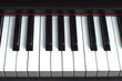 Piano keyboard. Front view closeup