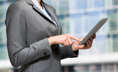 woman using a digital tablet