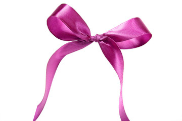 Wall Mural - Violet ribbon and bow. Isolated on the white background