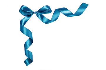 Wall Mural - Blue ribbon with a bow. Element of design