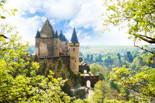 View Of Vianden Castle In Luxembourg From The Hill