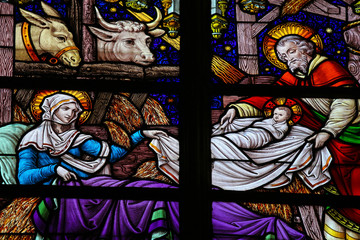 Fototapete - Nativity Scene Stained Glass