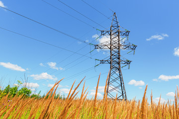 High voltage line and blue sky