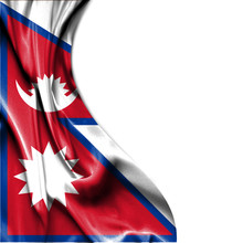 Nepal Waving Satin Flag Isolated On White Background
