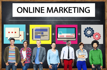 Poster - online marketing business content strategy target concept