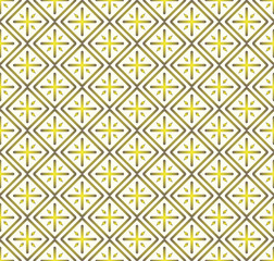 Wall Mural - Yellow Plus Sign and Rectangle Seamless Pattern on Pastel Backgr