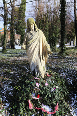 Historic Jesus on the old Prague Cemetery, Czech Republic