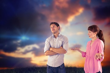 Poster - Composite image of woman arguing with uncaring man