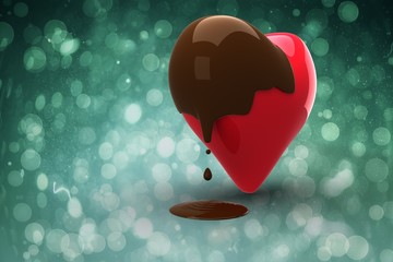 Poster - Composite image of heart dipped in chocolate