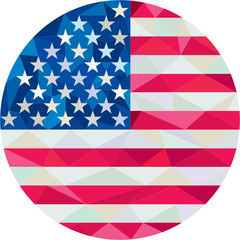 Wall Mural - USA Flag Stars and Stripes Circle Low Polygon