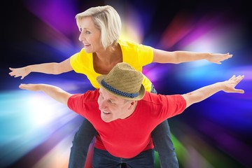 Aufkleber - Composite image of mature couple joking about together