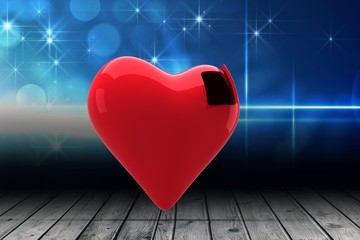 Poster - Composite image of heart with open door