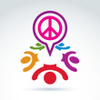 © Sylverarts - People chat on harmony idea.  Conceptual  antiwar sign from 60th