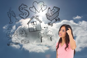 Poster - Composite image of pretty brunette thinking