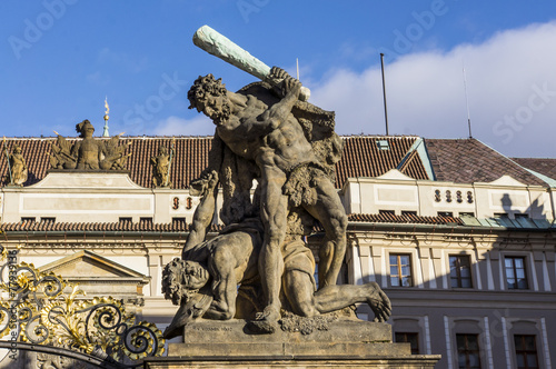 Fotografie, Obraz Formidable Sculpture above the entrance to the Royal Palace