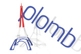 Fototapeta Paryż - Torre Eiffel 3D con testo aplomb (equilibrio)