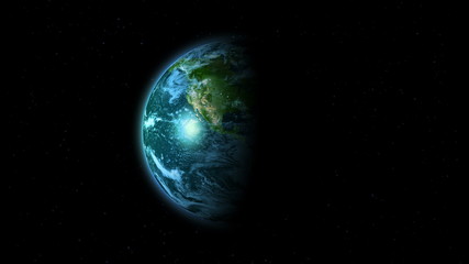 Wall Mural - planet earth with sunlight and shadow rotating in space