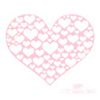 Pink heart shape with white hearts on white background.