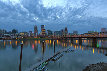 Wall Mural - Portland Downtown Skyline at Blue Hour