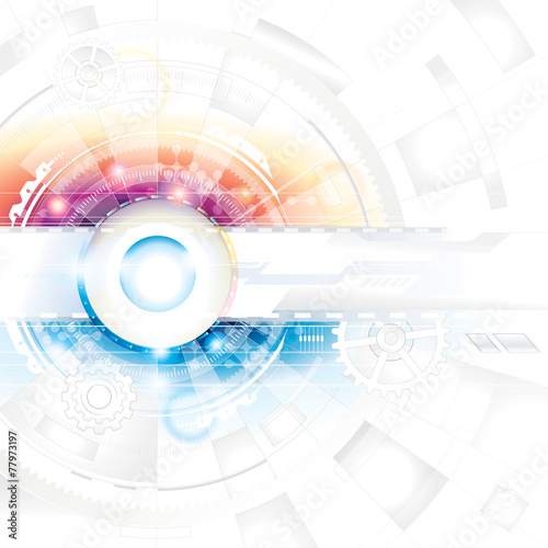 Fotografía Abstract technology composition background in blue and red.